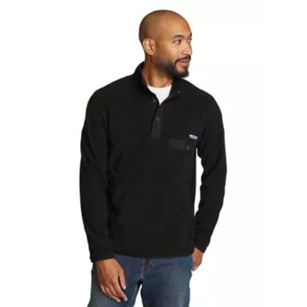 Eddie Bauer Mens Chutes Fleece T Snap Pullover Black XL Fall